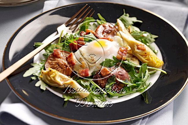 Poached Egg Salads with Pancetta Vinaigrette