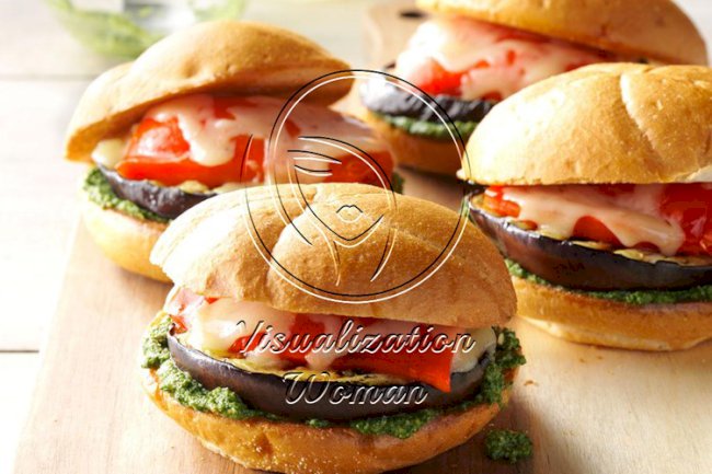 Grilled Veggie Sandwiches with Cilantro Pesto