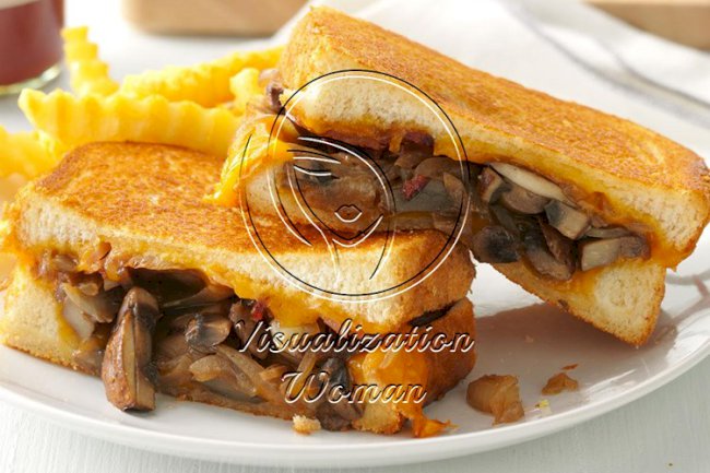 Mushroom & Onion Grilled Cheese Sandwiches