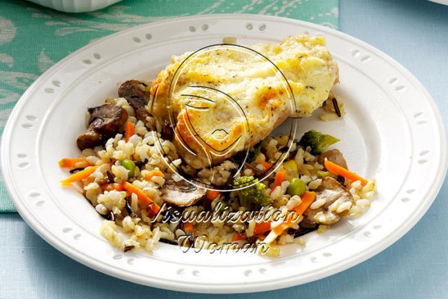 Parmesan Chicken with Mushroom Wild Rice