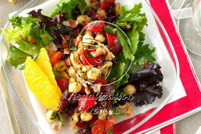 Chickpea Pancetta Salad with Cran-Orange Vinaigrette