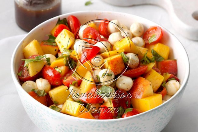 Peach Mango Caprese Salad