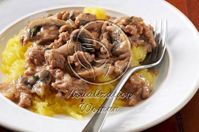 Turkey Stroganoff with Spaghetti Squash