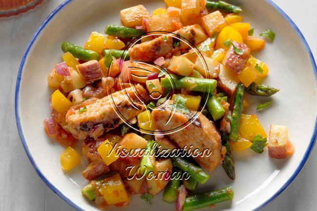 Mango Salsa Chicken with Veggie Hash