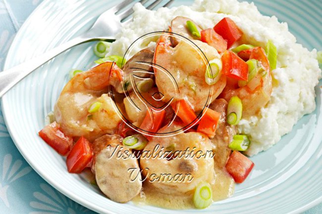 Shrimp & Chicken Sausage with Grits