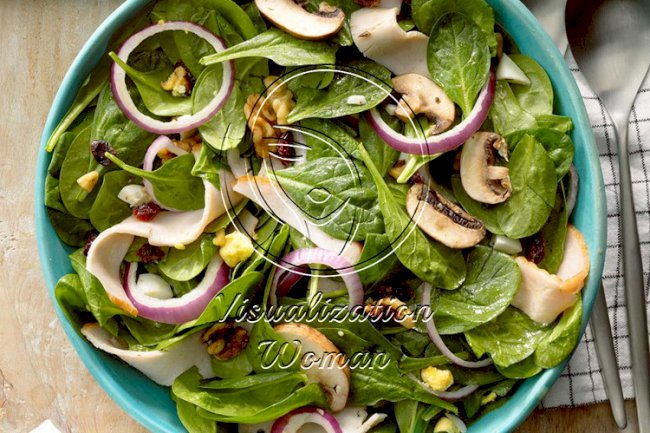 Turkey Spinach Salad with Maple Dressing