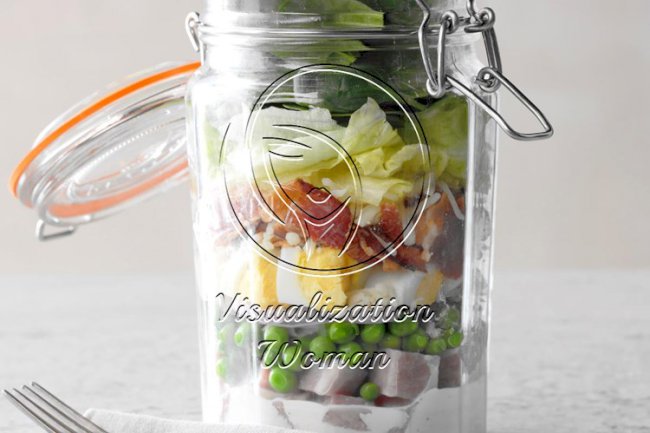 Ham and Swiss Salad in a Jar