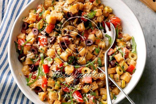 Italian Bread Salad with Olives