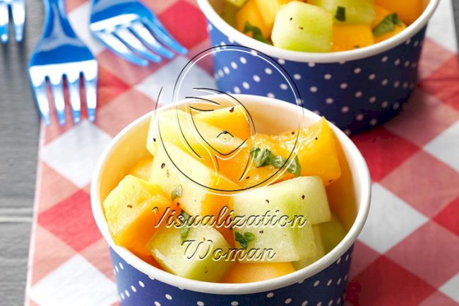 Honey-Melon Salad with Basil