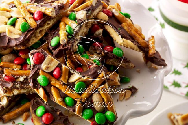 Chocolate, Peanut & Pretzel Toffee Crisps