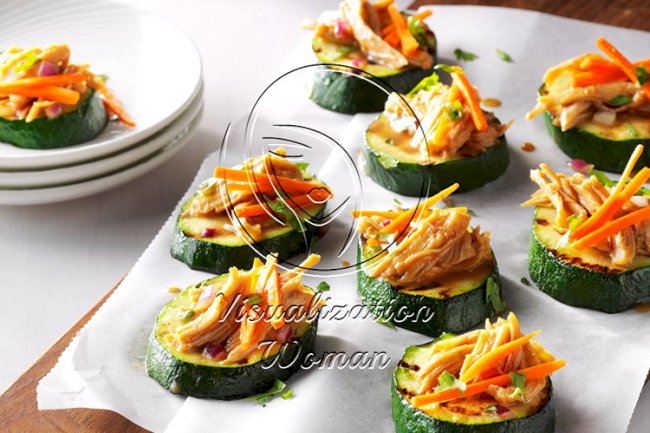 Grilled Zucchini with Peanut Chicken