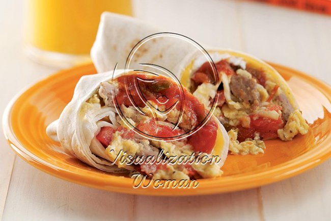 Breakfast Burritos with Sausage and Cheese