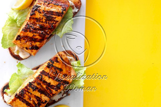 Open-Faced Grilled Salmon Sandwiches