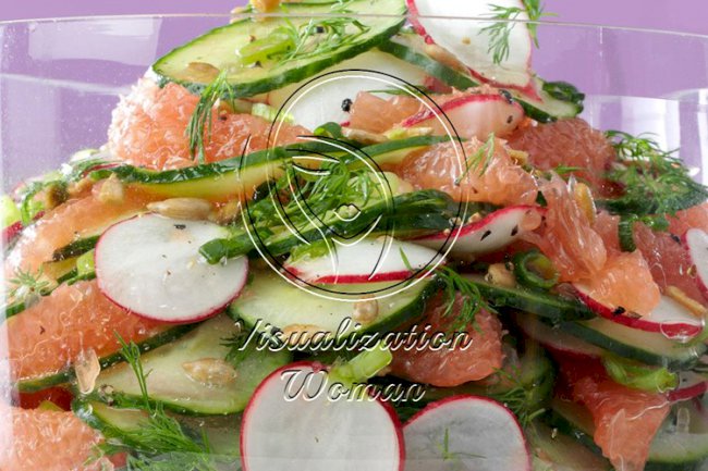 Radish, Cucumber and Grapefruit Salad