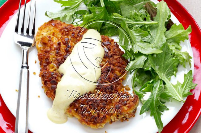 Pretzel-Crusted Chicken with Mixed Greens