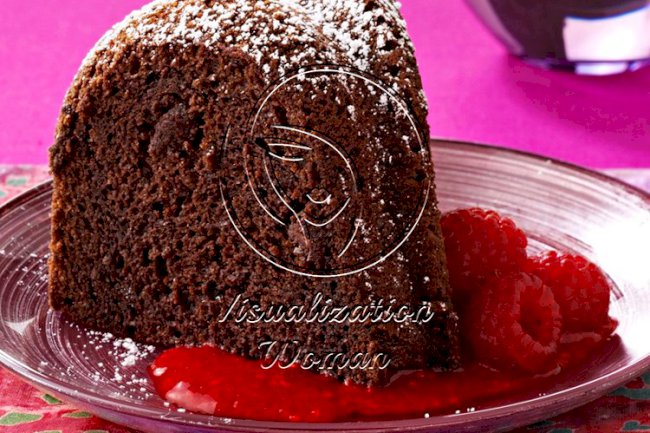Triple-Chocolate Cake with Raspberry Sauce