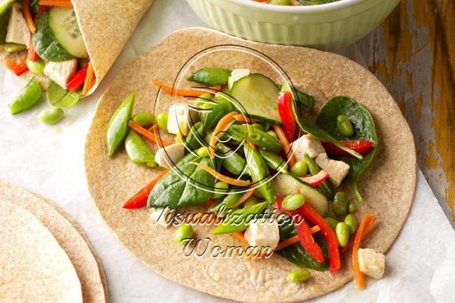 Sesame Chicken Veggie Wraps