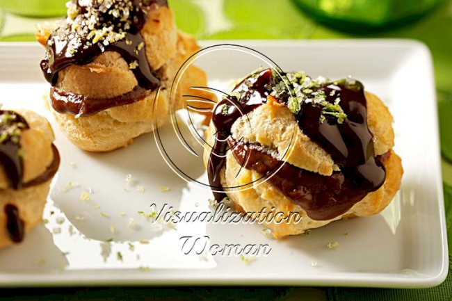 Chocolate-Filled Cream Puffs with Hot Fudge Sauce