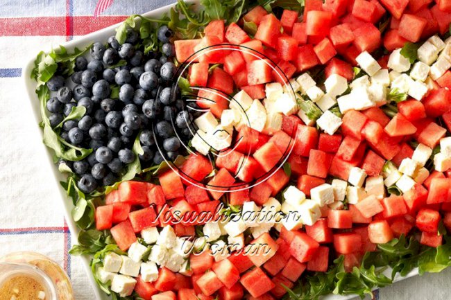 Watermelon Feta Flag Salad