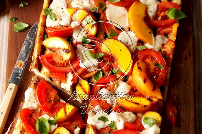 Grilled Tomato-Peach Pizza