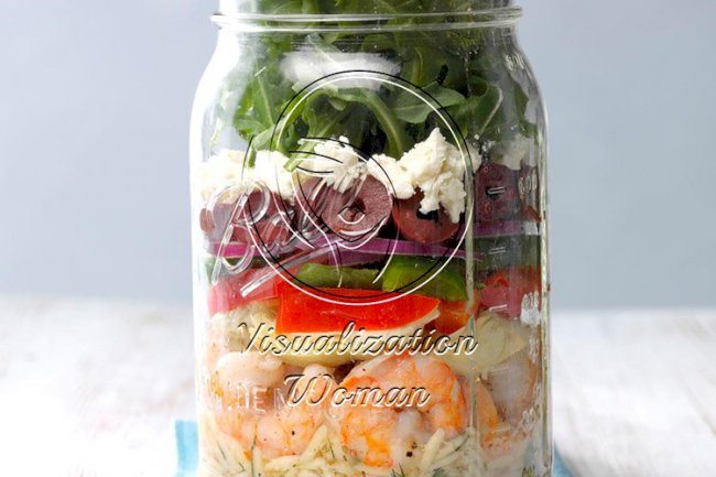 Mediterranean Shrimp Salad in a Jar