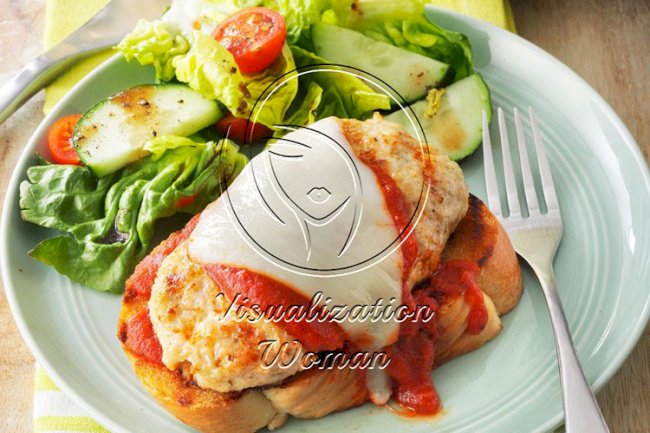 Open-Face Chicken Parmesan Burgers