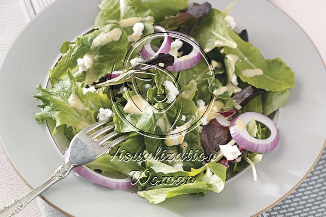 Salad Greens with Honey Mustard Dressing