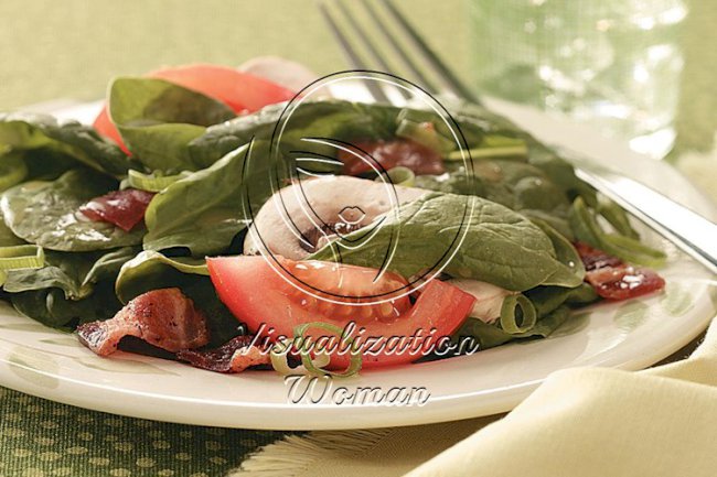 Hot Bacon Spinach Salad
