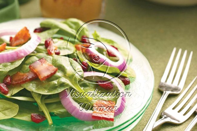 Cranberry Spinach Salad with Bacon Dressing