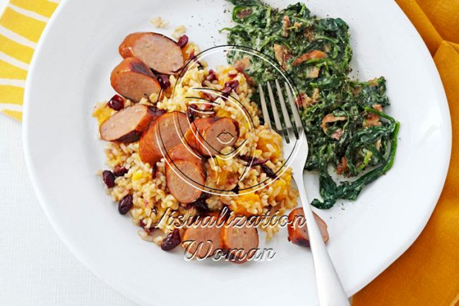 Grilled Chicken Sausages with Harvest Rice