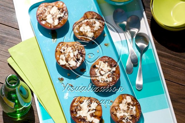 Brown Sugar Grilled Peaches with White Chocolate