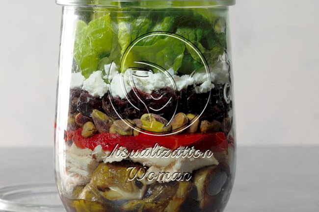 Chicken and Brussels Sprouts Salad in a Jar