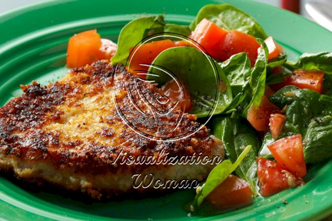 Parmesan Pork Chops with Spinach Salad