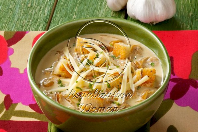 Crouton-Topped Garlic Soup for Two
