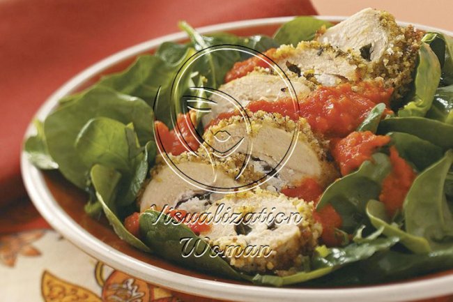 Pistachio-Crusted Chicken with Garden Spinach