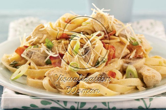 Chicken Fettuccine Alfredo with Bacon