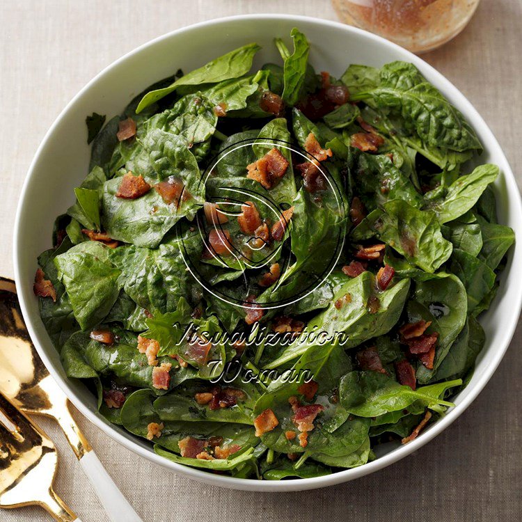 Hearty Spinach Salad with Hot Bacon Dressing