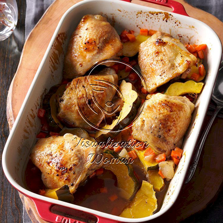 Maple-Roasted Chicken & Acorn Squash