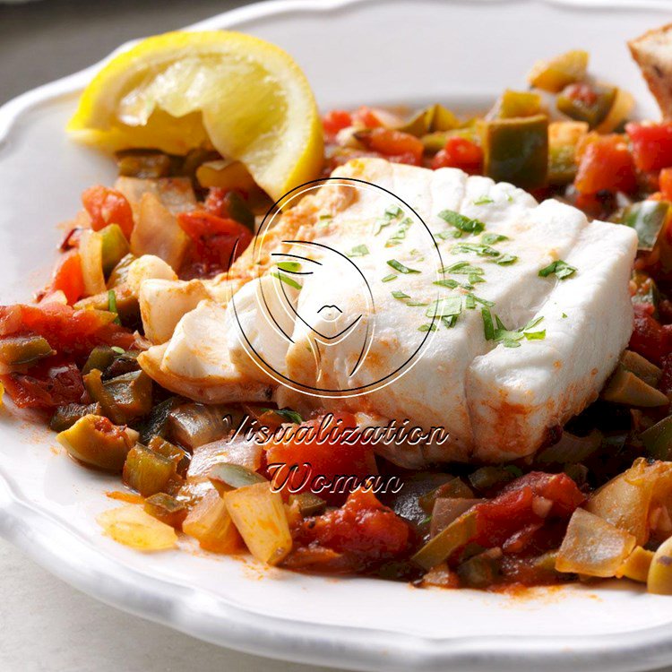 Pressure-Cooker Tomato-Poached Halibut