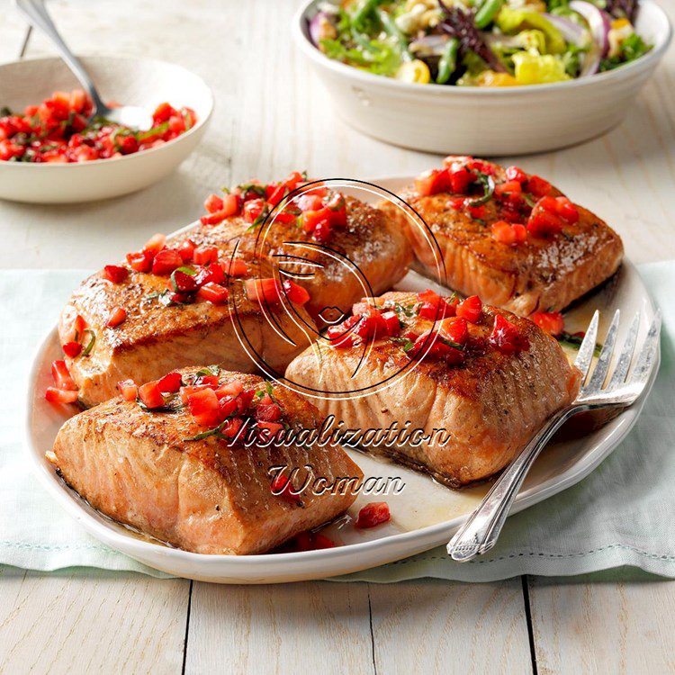 Seared Salmon with Strawberry Basil Relish