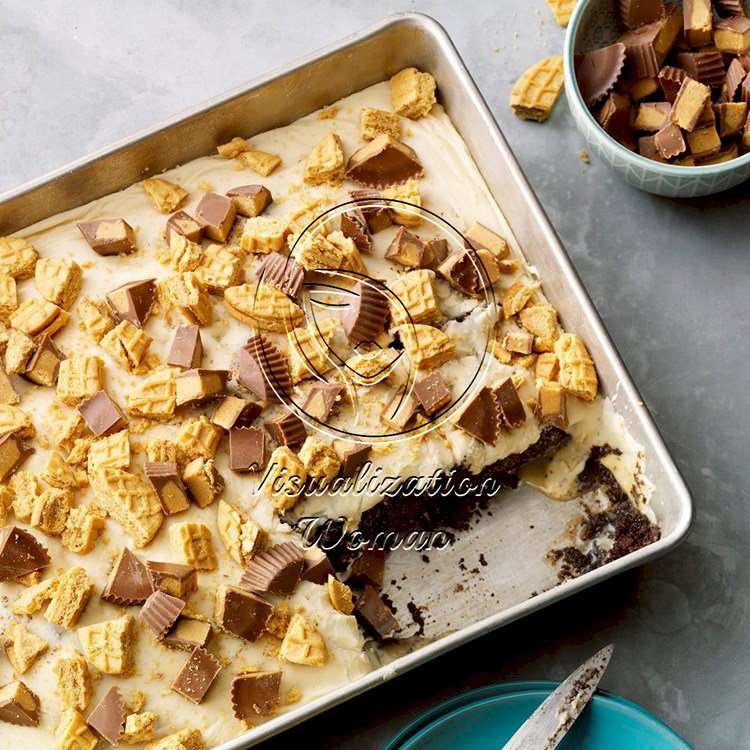 Peanut Butter Chocolate Poke Cake