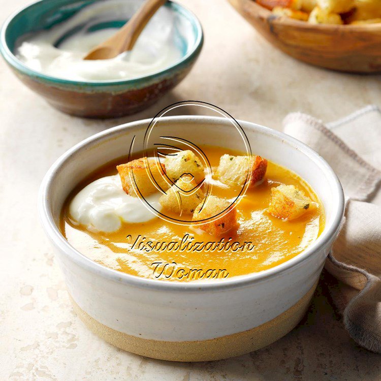 Pumpkin Soup with Sourdough Sage Croutons