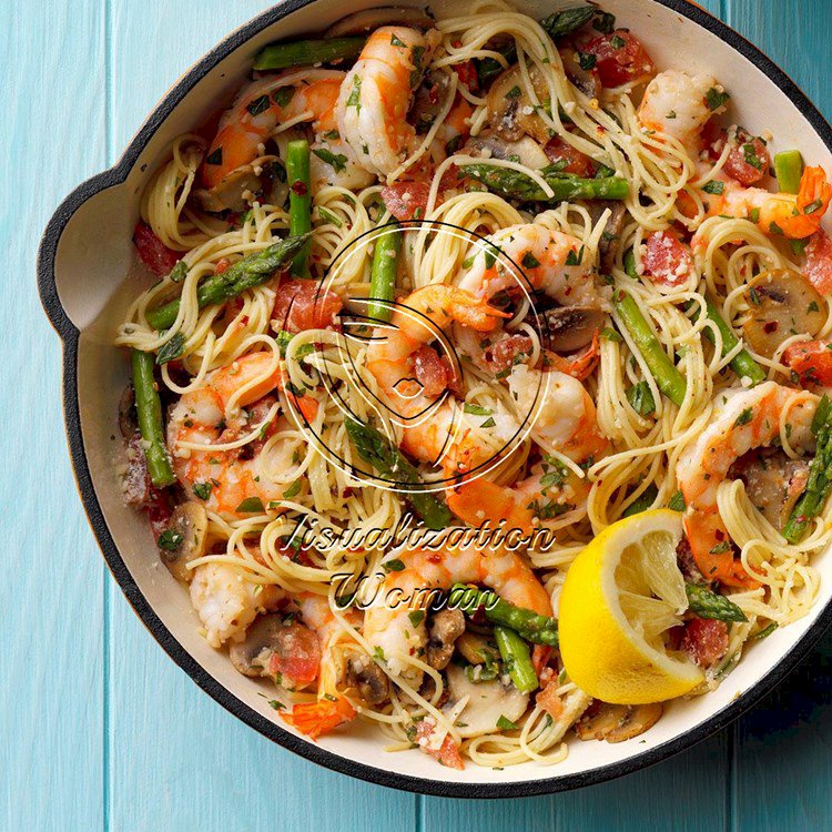 Asparagus ‘n’ Shrimp with Angel Hair