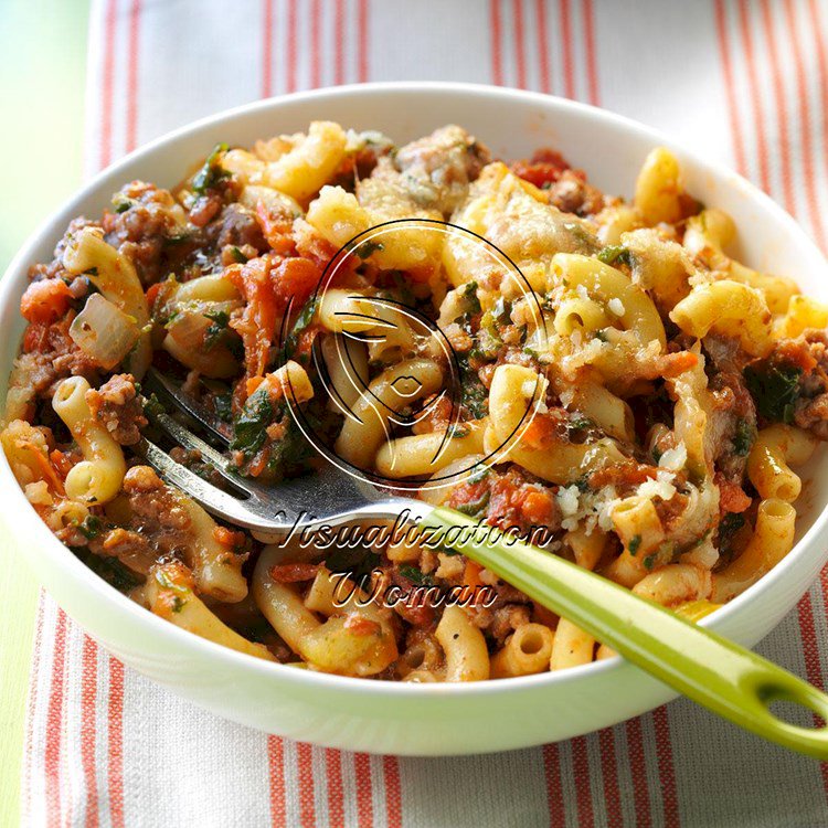 Spinach Beef Macaroni Bake