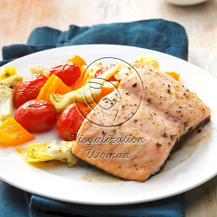 Caesar Salmon with Roasted Tomatoes & Artichokes