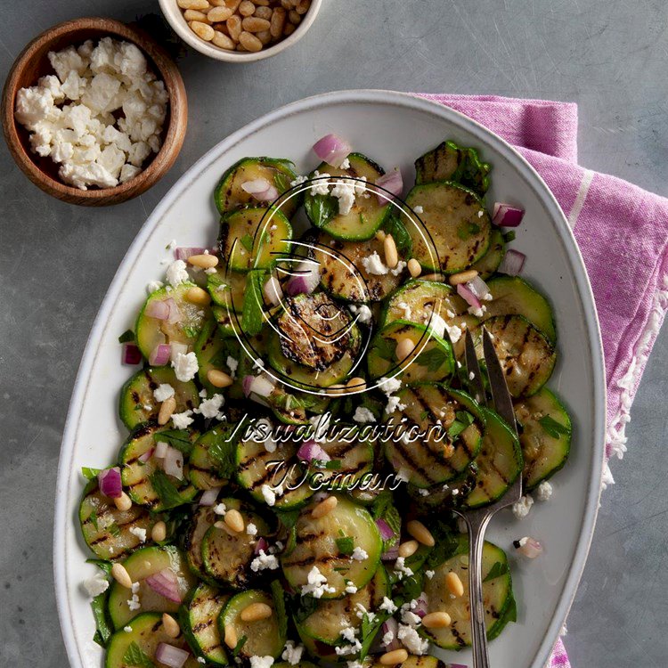 Grilled Zucchini Salad with Mediterranean Dressing