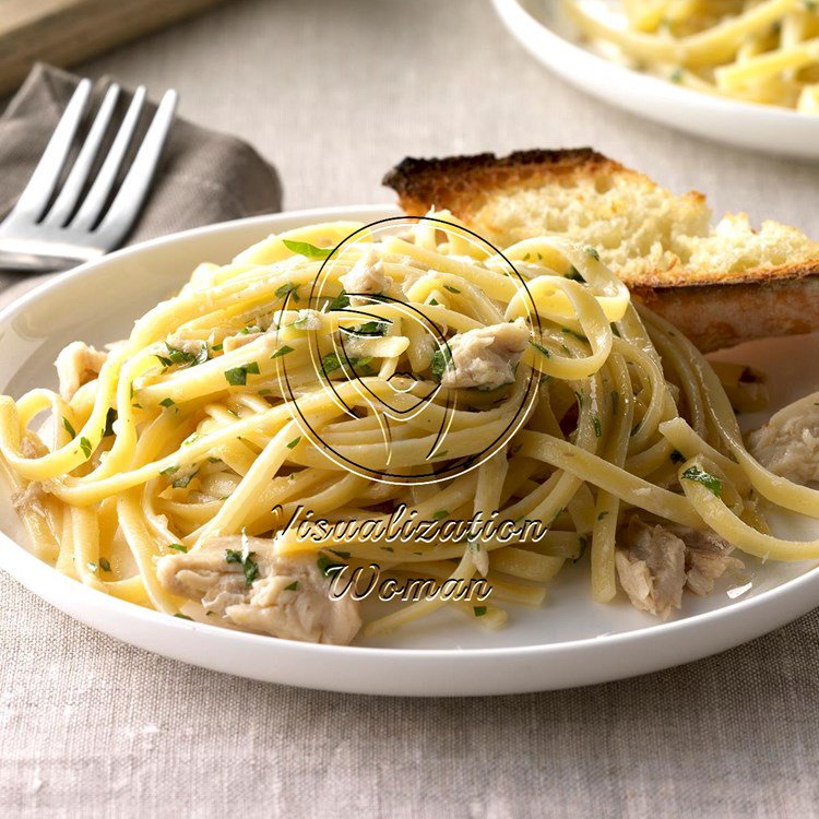 Garlic Salmon Linguine