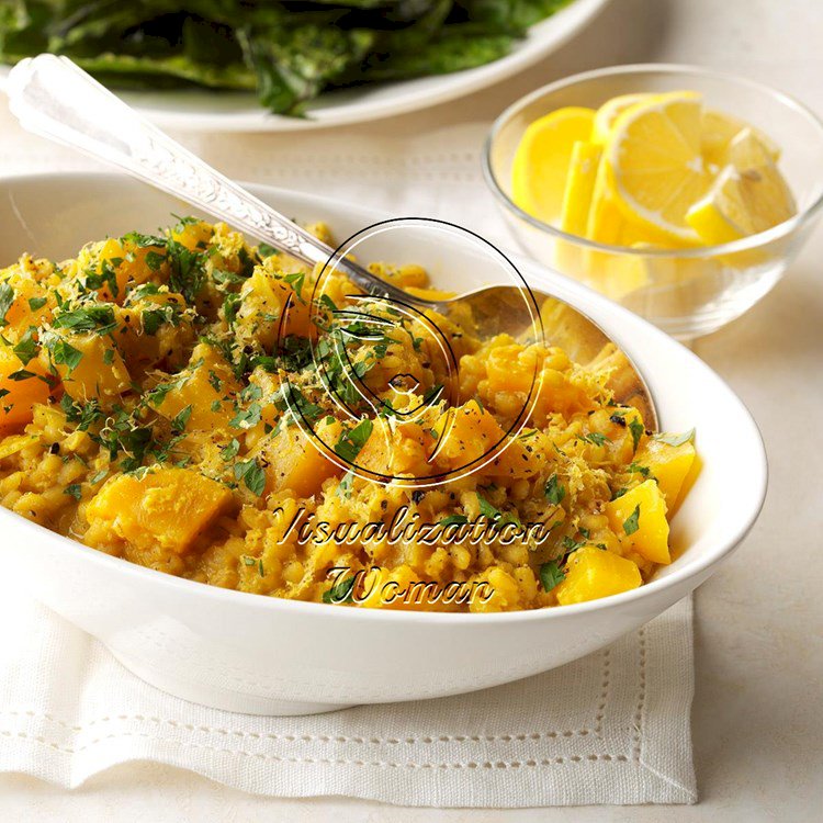 Golden Beet Curry Risotto with Crispy Beet Greens