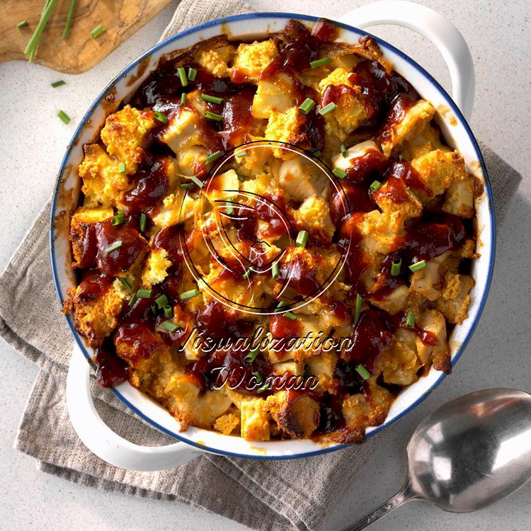 BBQ Chicken and Apple Bread Pudding