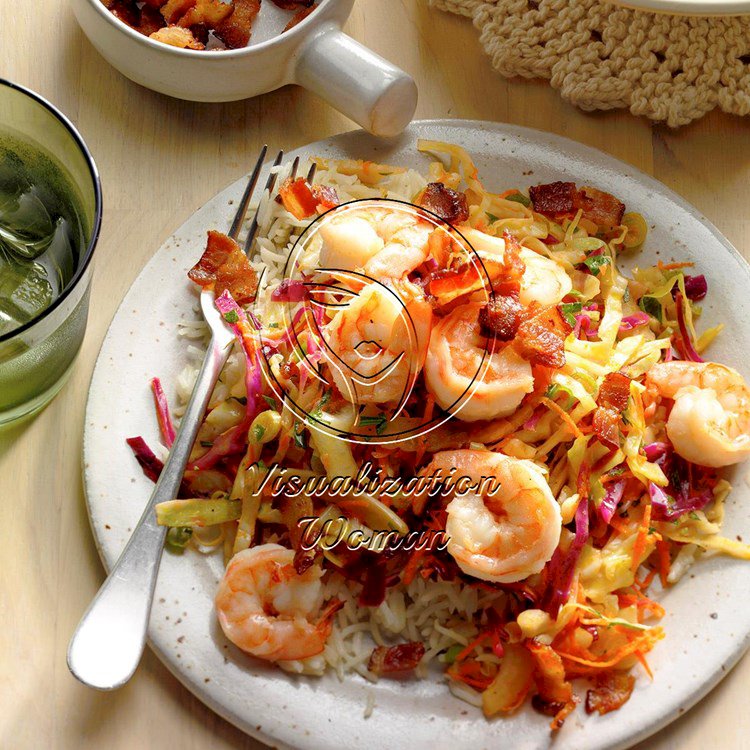 Shrimp with Warm German-Style Coleslaw